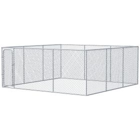 Large Dog Kennel Outside, Heavy Duty Dog Cage, Outdoor Fence Dog Run with Galvanized Chain Link, Secure Lock, 15.1' x 15.1' x 6